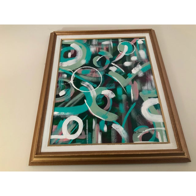 Wood Modern Abstract Expressionist Painting, Framed For Sale - Image 7 of 10