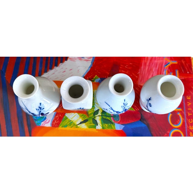 Chinoiserie Vintage Chinese Blue and White Porcelain Mini Vases - Set of 4 For Sale - Image 3 of 7