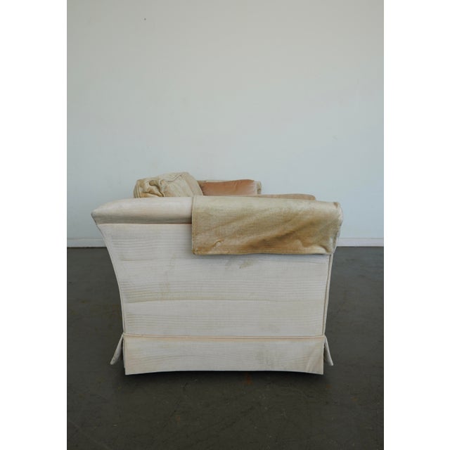 Transitional Vintage Drexel Heritage Skirted Velvet Sofa For Sale - Image 3 of 14