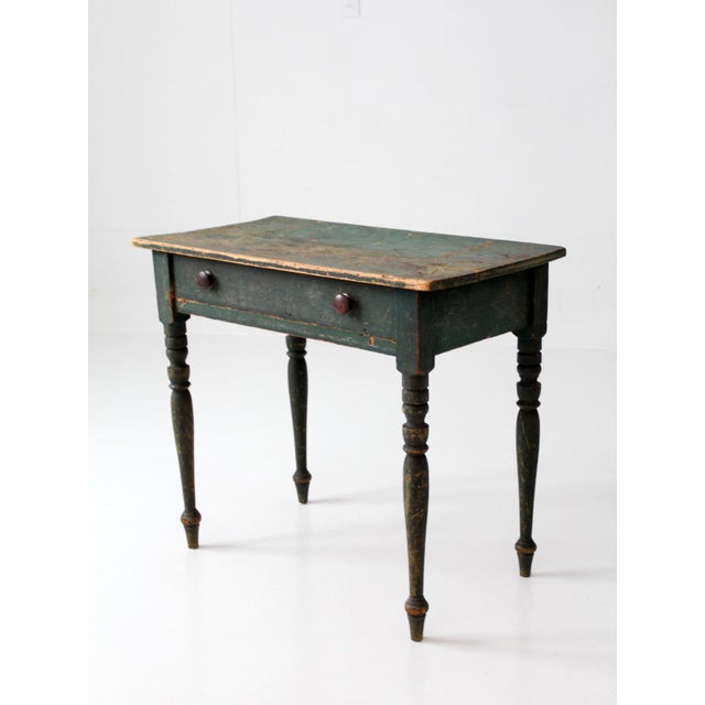 Farmhouse Antique American Painted Table With Drawer For Sale - Image 3 of 18