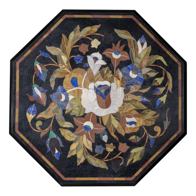 Italian Florentine Pietra Dura Stone Inlay Marble Table Top For Sale