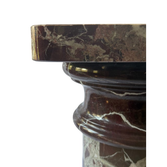 Vintage Neoclassical Rosso Levanto Marble Column Pedestal For Sale - Image 9 of 18