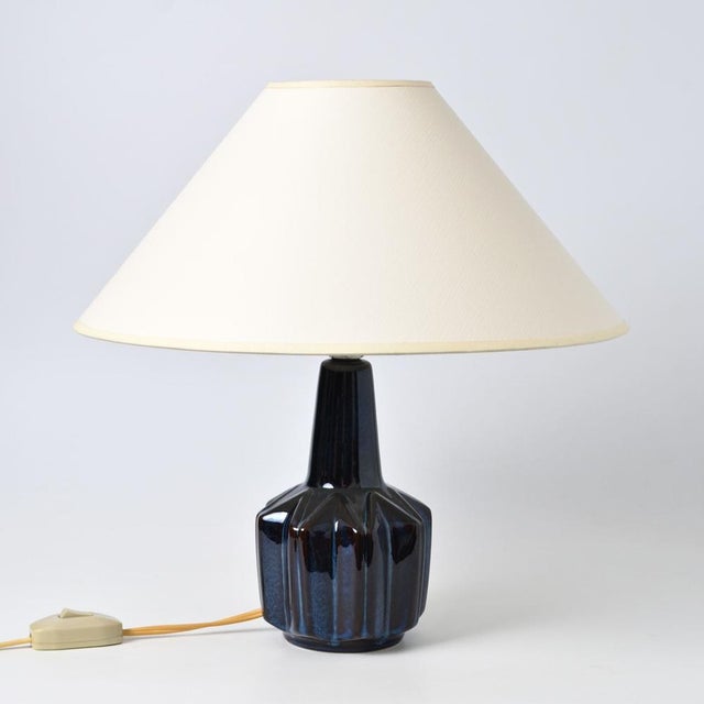 Blue Danish Modern Blue Glaze Table Lamp by Einar Johansen for Søholm, 1960s For Sale - Image 8 of 8
