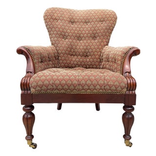 Vintage Hickory Chair Edwardian Club Chair in Mahogany With Brass Casters For Sale