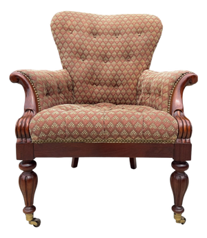 Vintage Hickory Chair Edwardian Club Chair in Mahogany With Brass Casters