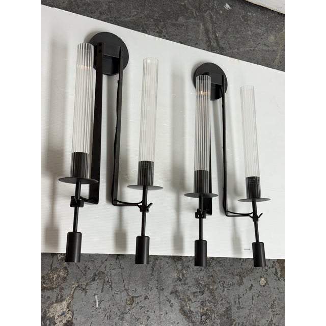 French Jonathan Browning French Restoration Hardware Fontanelle Double Sconces, Pair For Sale - Image 3 of 12