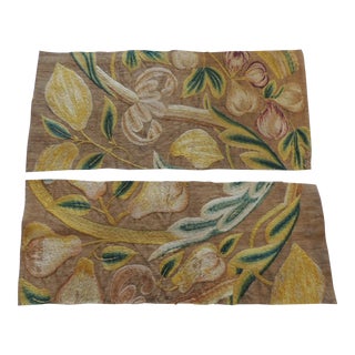 Antique Venetian Embroidered Floral Fragment #1 - Set of 2 For Sale