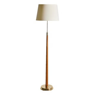 Mid-Century Scandinavian Floor Lamp in Teak and Brass from Falkenbergs Belysning, 1950s For Sale