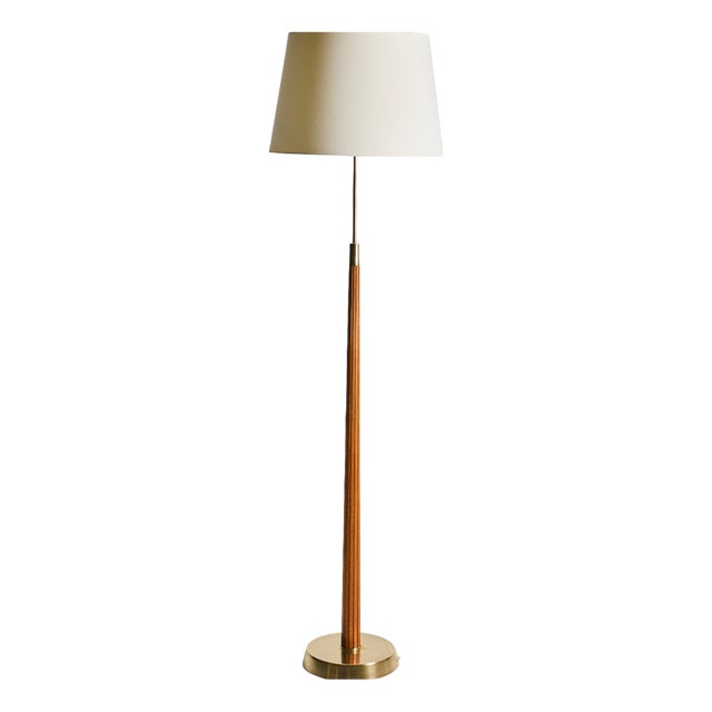Mid-Century Scandinavian Floor Lamp in Teak and Brass from Falkenbergs Belysning, 1950s For Sale