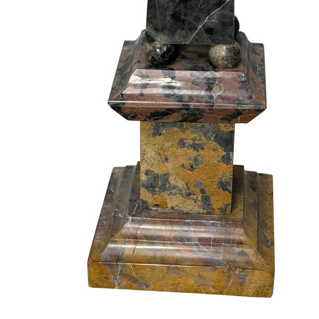 Stone Grand Tour Italian Specimen Marble Obelisk on Pedestal For Sale - Image 7 of 12