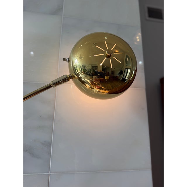 Brass Vintage Italian Brass Arc Floor Lamp With Genuine White Marble Base | Mid-Century Modern For Sale - Image 8 of 9