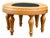 Vintage Scandinavian 6-Legged Low Stool in Pine and Leather, 1970s For Sale