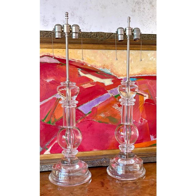 Archimede Seguso 1950s Mid Century Archimede Seguso Murano Glass Lamps - a Pair For Sale - Image 4 of 8