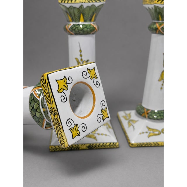 French Set of Four Lord & Taylor French Faience Napoleonic Style Eagle Candlesticks For Sale - Image 3 of 9