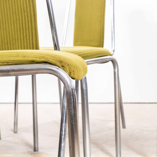 Olive Green Upholstered Chrome Framed Stacking Dining Chairs, 1980s, Set of 8 For Sale - Image 3 of 12