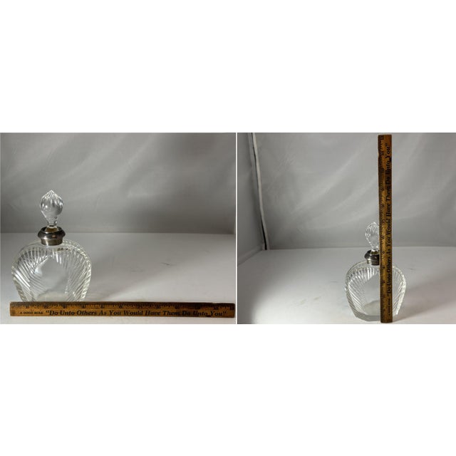 Sterling Silver Cut Crystal Perfume Bottle: Acorn Stopper, Ribbed Design For Sale - Image 10 of 10