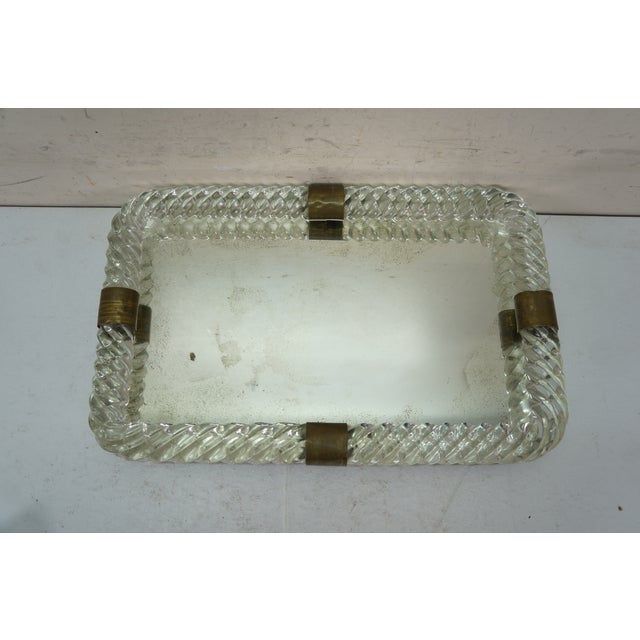 Mid Century Italian Murano Twisted Rope Glass Mirrored Vanity Tray 16" For Sale - Image 9 of 14