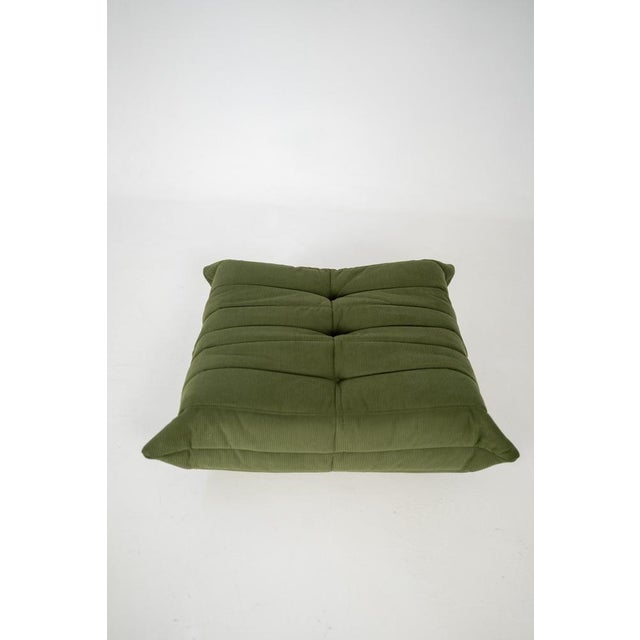 Set of Togo Lounge Chair and Pouf in Khaki Corduroy by Michel Ducaroy for Ligne Roset, 1973 For Sale - Image 18 of 18