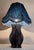 Textile Large Vintage Blue-Grey Gradient Glazed Ceramic Table Lamp with Fabric Shade, 1970s For Sale - Image 7 of 9