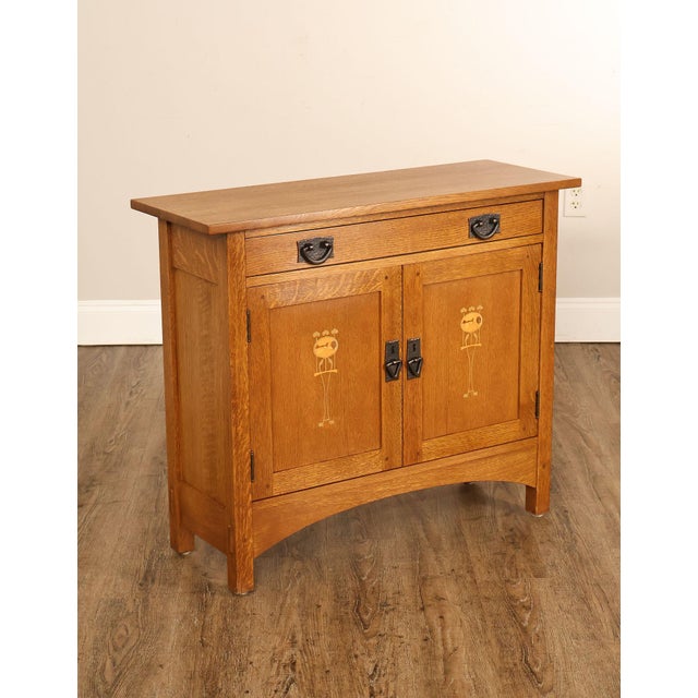 High Quality American Made Stickley Mission Collection Small Cabinet Constructed In Solid Oak Featuring Harvey Ellis Style...