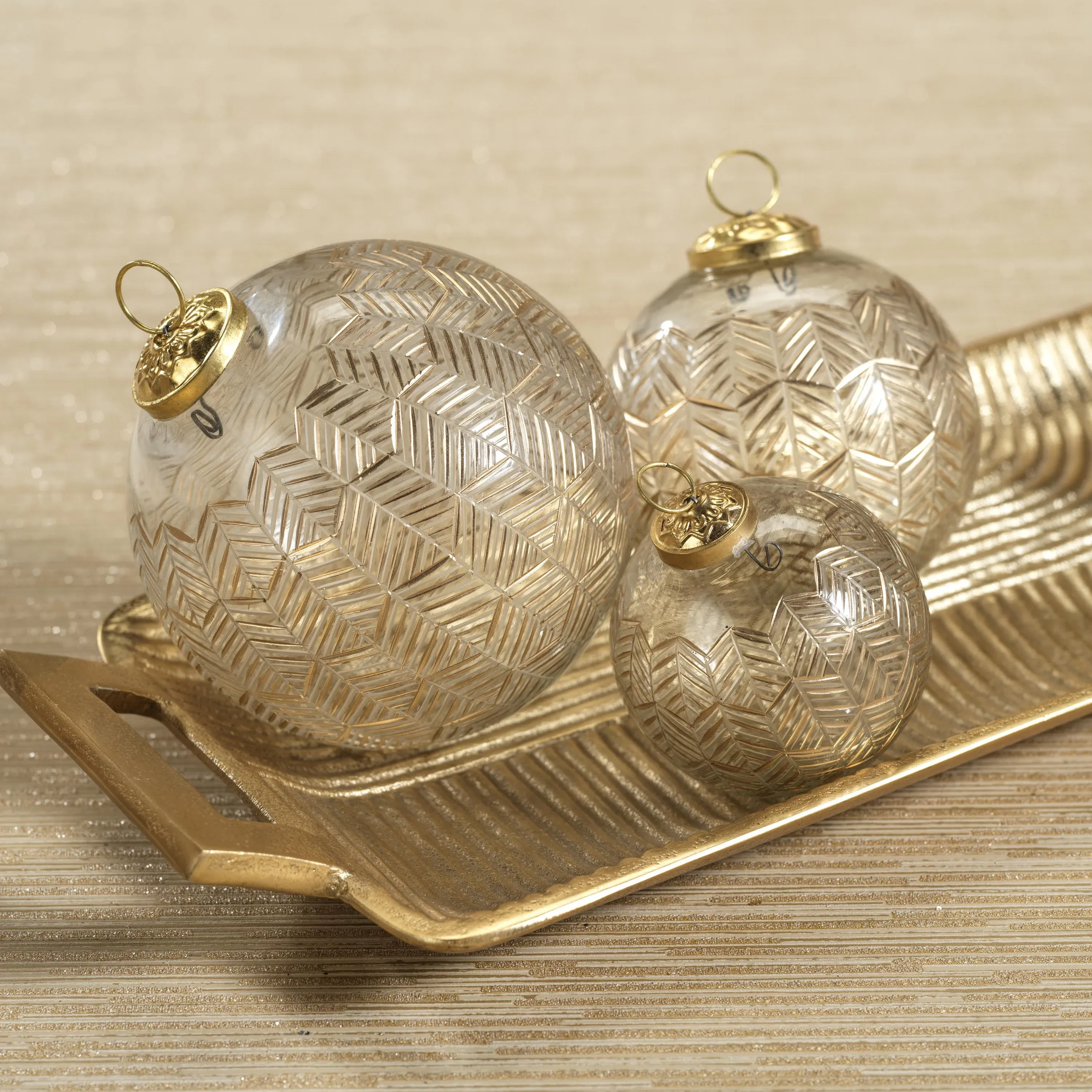 Krona Golden Echoes Pattern Glass Ornament - Thumbnail 3