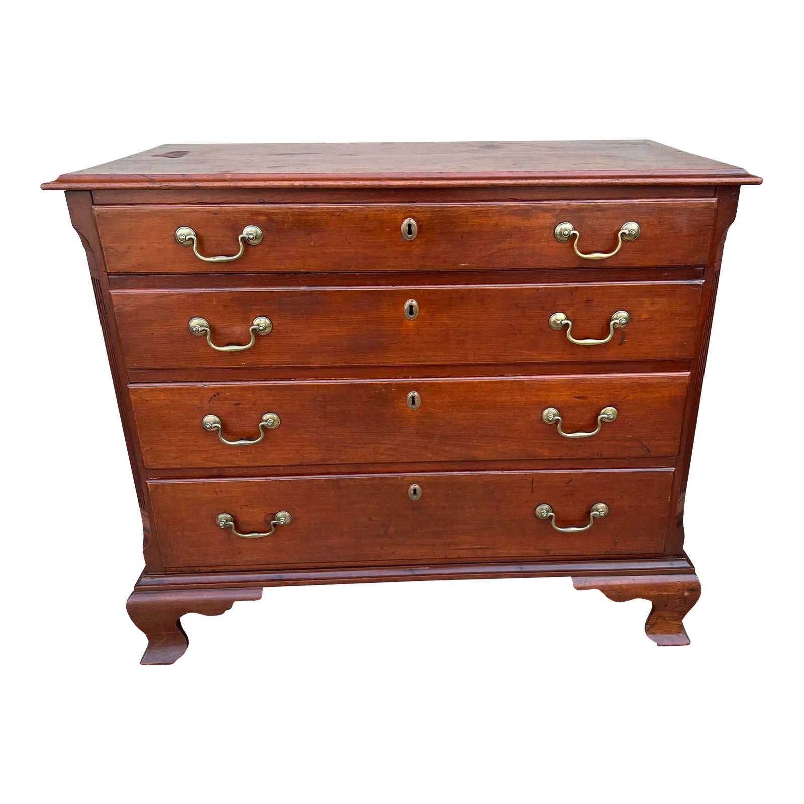 A Antique Eastern Connecticut Cherrywood Chippendale Chest of Drawers ...