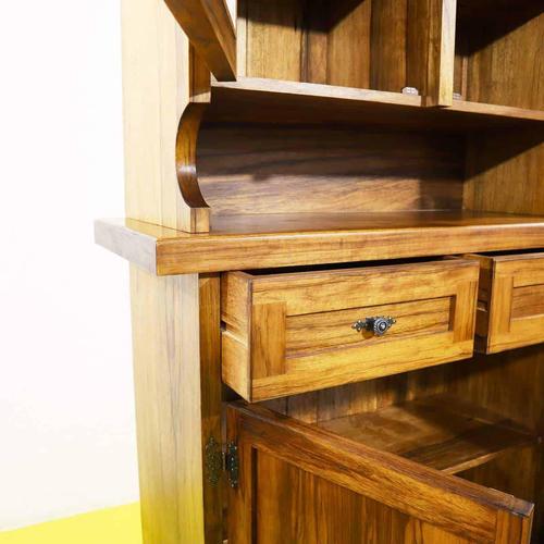 Wood Sideboard with Glass Doors and Drawers For Sale - Image 11 of 15
