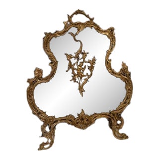 Mid 19th Century French Solid Brass Fireplace Screen and Tool Set For Sale