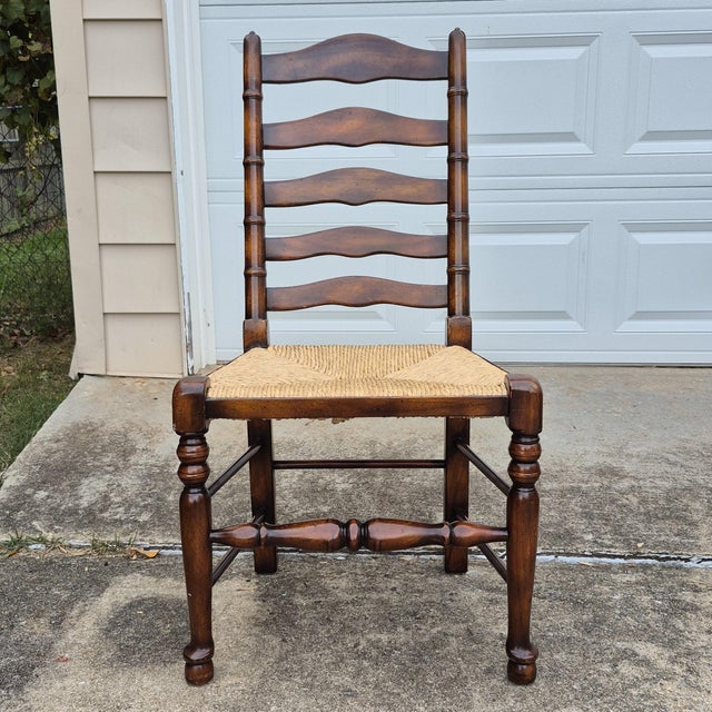 English 2019 Theodore Alexander Castle Bromwich Ladderback Rush Seat Dining Side Chairs, Set of 6 For Sale - Image 3 of 15