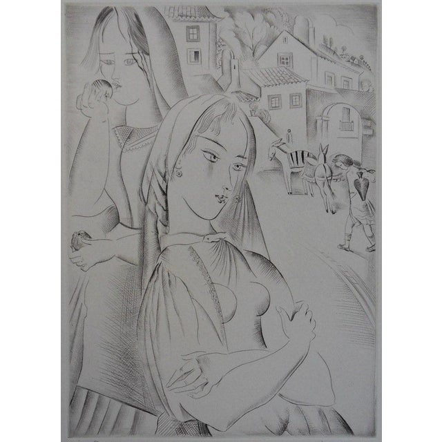 Mily Possoz, Les jeunes filles du village, Etching For Sale