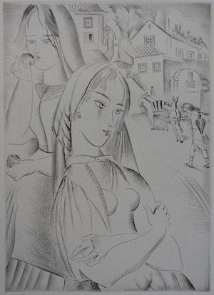 Mily Possoz, Les jeunes filles du village, Etching