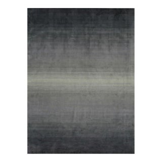 7' 9"x9' 9" Gray Ombre Modern Hand-Knotted Wool Rug For Sale