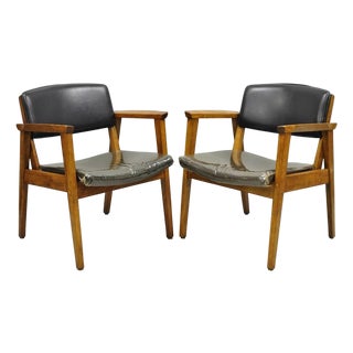 Vintage Boling Chair Co Mid Century Modern Walnut Lounge Arm Chairs (B) - Pair For Sale