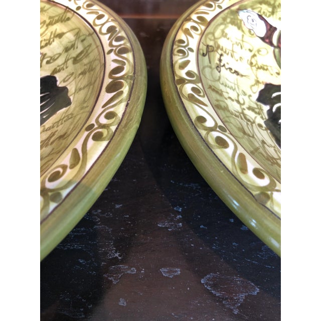 1990s 1990s Italian Hand Painted Round Ceramic Fig Wall Plates - a Pair For Sale - Image 5 of 9