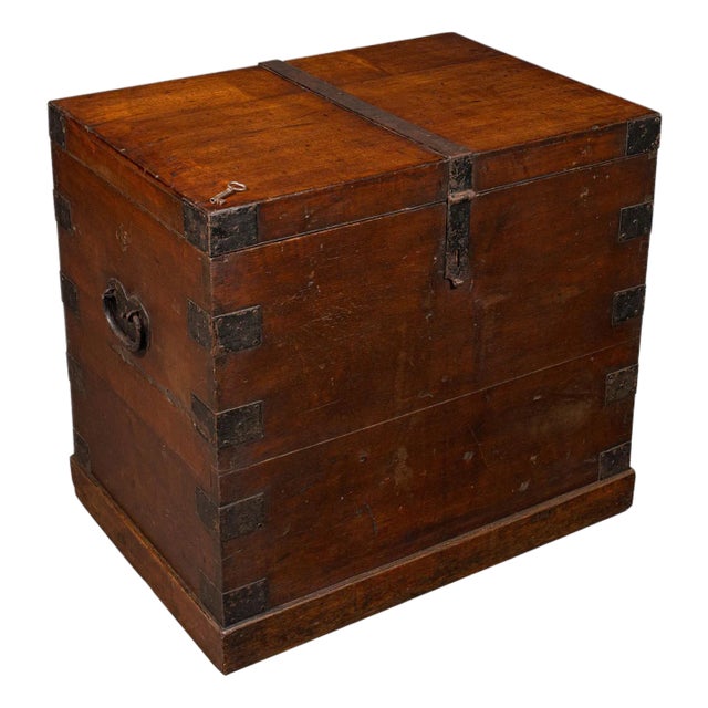 Antique Silver Chest, English, Oak, Iron Bound, Lined Storage Trunk, Georgian For Sale