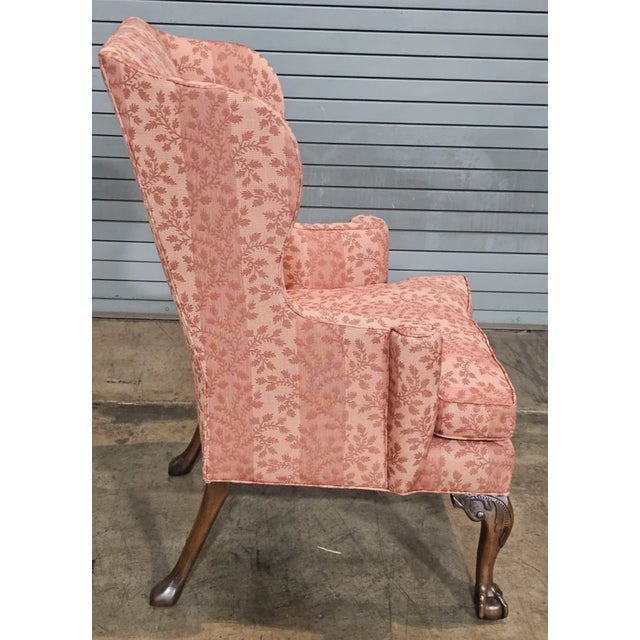 Wood Late 20th Century Kittinger Colonial Williamsburg Mahogany Wing Chair Cw 104 Claw & Ball Feet For Sale - Image 7 of 13