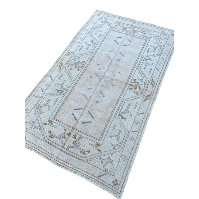 Vintage Turkish Handknotted Wool Rug For Sale - Image 3 of 9