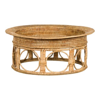 Northern Thai Vintage Woven Rattan Khantok Tray For Sale