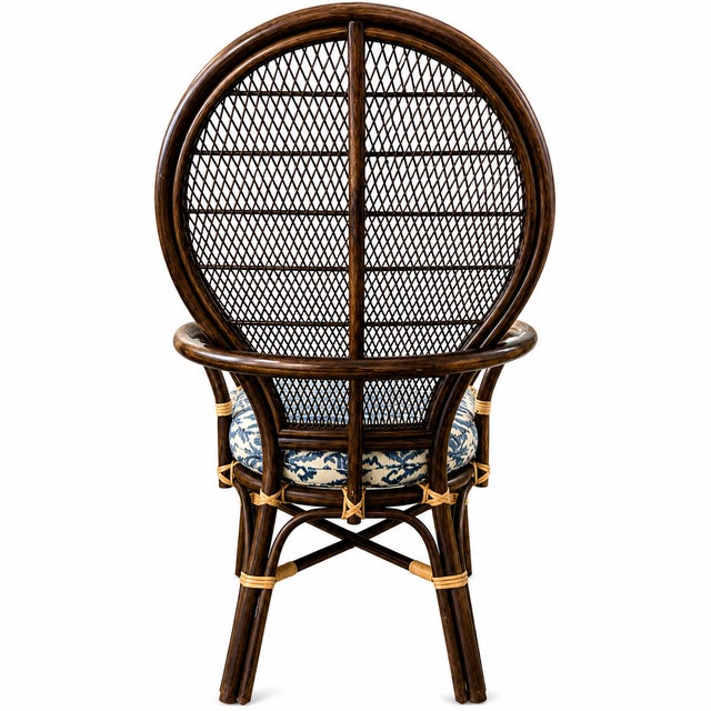 Vintage Rattan Balloon Chair With New Schumacher Cushion For Sale In West Palm - Image 6 of 7