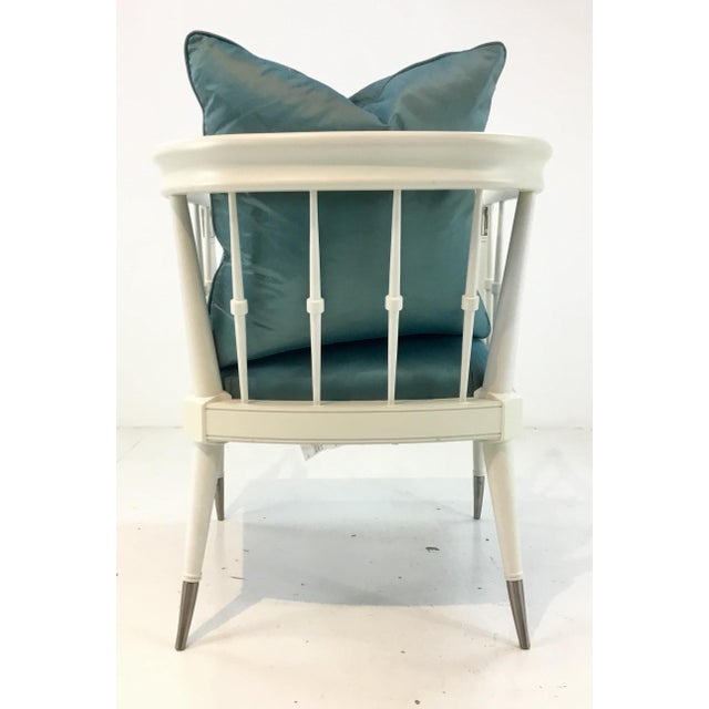 Wood Modern Caracole Blue Silk Finesse Chair For Sale - Image 7 of 8