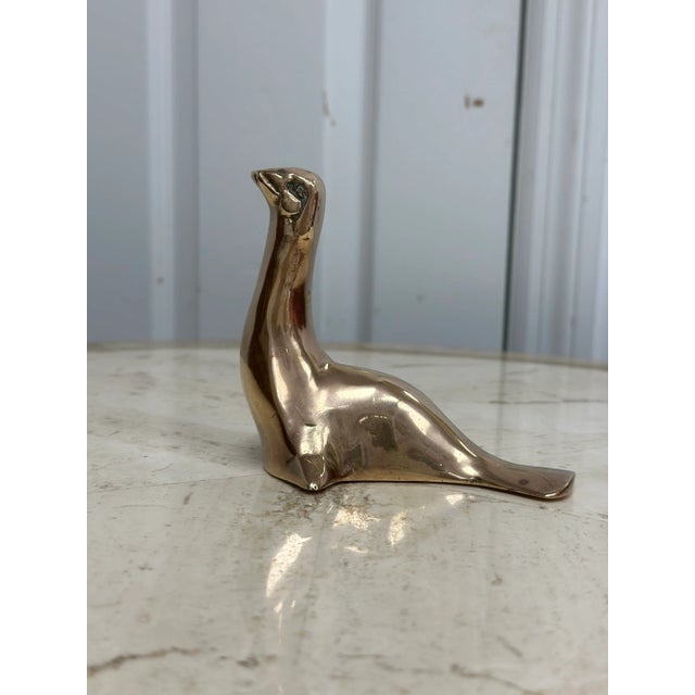 Figurative Vintage Brass Seal Figurine Paperweight For Sale - Image 3 of 7