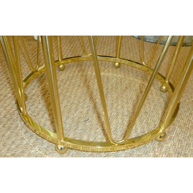 Mid-Century Modern Vintage Brass End or Side Drum Table 70's For Sale - Image 3 of 6