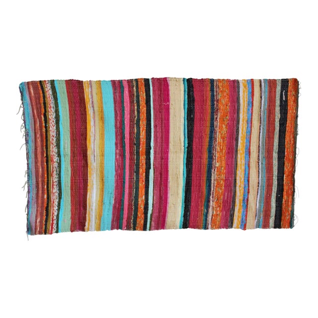 Colorful Striped Sari Rug For Sale