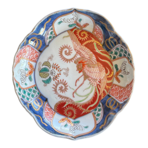 Antique Japanese Imari Charger With Dragon Medallion, Meiji Period, Hand Painted