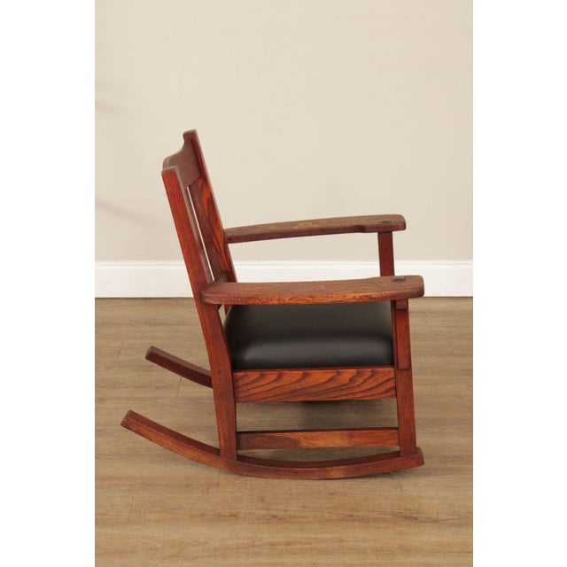 Mission Style Antique Oak Rocking Chair For Sale - Image 9 of 12
