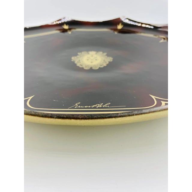 Mid 20th Century Signed Royal Brown and Gold Platter For Sale - Image 9 of 12