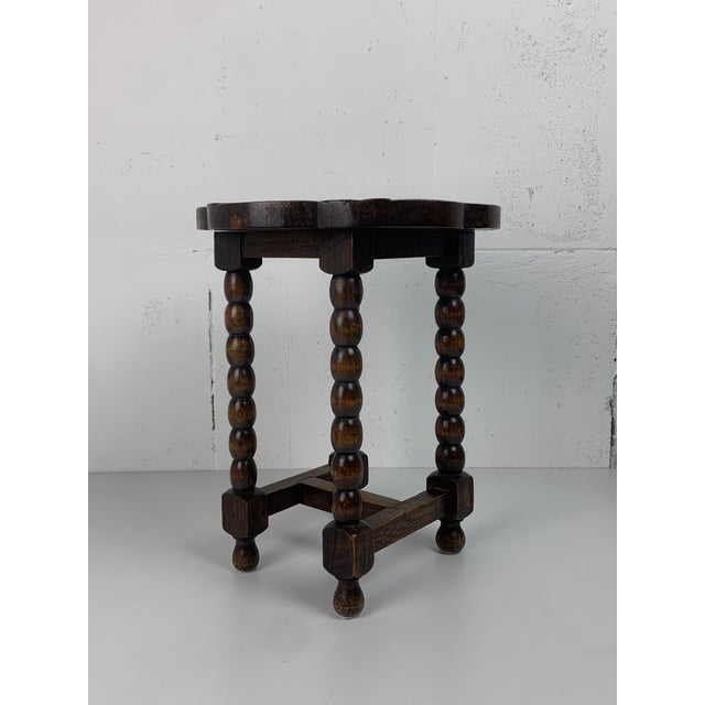 1950s Mid-Century French Carved Oak Side Table with Lotus Motif, 1950s For Sale - Image 5 of 18