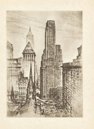 "The March of Centuries" (Wall Street) 1939 New York Etching by Anton Schutz