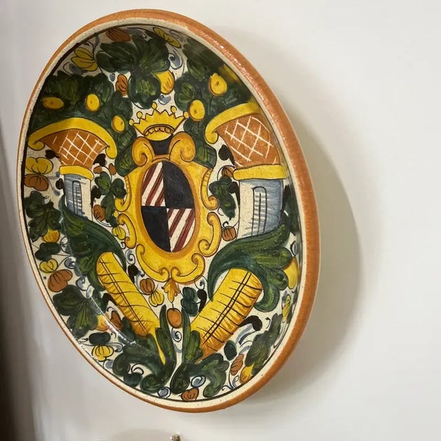1990s Italian Hand-Painted Ceramic Platter - Coat of Arms II For Sale - Image 4 of 10