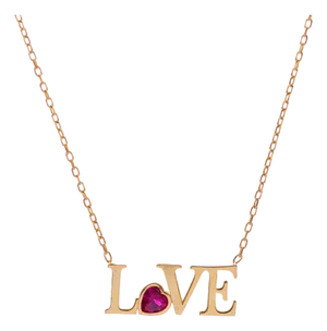 Ruby Love Letter Gold Necklace